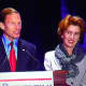 U.S. Sen. Richard Blumenthal making his victory speech Tuesday night with his wife Cynthia beside him.