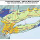 A look at the latest projected snowfall accumulation totals for the midweek storm, released early Monday evening by the National Weather Service.