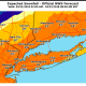 The latest snowfall projections for Wednesday's Nor'easter, released late Tuesday afternoon by the National Weather Service.