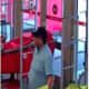 A photo of the credit card thief entering the Commack Target, where he used the stolen credit cards to make purchases.