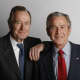 An official portrait of George H.W. Bush and George W. Bush, only the second father and son to serve as president.