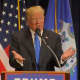 Donald Trump at the podium in Bridgeport