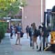 Students arrive at Joel Barlow High School on Wednesday morning for the first day of school. 