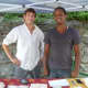 Jordan DeJong, left, the founder and president of "Hope Soaps", and his friend Sean Jones at the Dobbs Ferry Farmers Market.