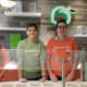 From left, Kelly Sandberg, Nicholas Dehn, Eamon Flaherty and Casey Cunningham are some of the Wilton High School students employed at the new Peachwave Frozen Yogurt shop.