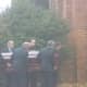 Pallbearers carry James Ferrari's casket at his funeral on Thursday.