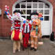 Dobbs Ferry Holiday Hustle characters at the Dobbs Ferry Fire Station.