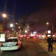 Police and firefighters battling the blaze on South Broadway.