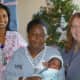 Mom Respy Okang and St. John's nurses Kathy Hoffer, right, and Christina Rajan, right, with baby Andrew.