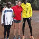 Milly Wade-West, a running and strength conditioning coach, meets runners from Kenya during a marathon in March.