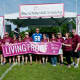 Kathy Giusti with patients living with myeloma and Mark Herzlich.