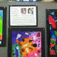 Students created Picasso-inspired collages which were displayed. 