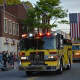 Yellow firetrucks in Mount Kisco's parade.