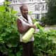 Ardsley gardener Christine Chestnut with the zucchini. 