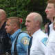 Attendees at the New Canaan 9/11 memorial ceremony in front of the police station.
