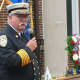 New Canaan Fire Chief Jack Hennessey speaks during the 9/11 ceremony in New Canaan. 