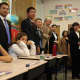 Chinese educators visited classrooms at the Pocantico Hills School during a tour of the school.