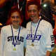 Staples' Hannah DeBalsi, left, and Darien's Alex Ostberg won State Open cross country titles on Friday.