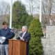 Somers Supervisor Rick Morrissey addresses the town's Veterans Day ceremony at Ivandell Cemetery. 