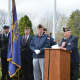 Larry Kaufman, commander of the local Jewish War Veterans Post, speaks at the Somers Veterans Day ceremony.