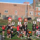 Mamaroneck High School's cheerleading squad spelled out the MHS mascot during Tuesday's rally.