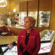 Virginia Shasha, a co-worker of Ellen Brody, talks to reporters at ICD Contemporary Jewelry in Chappaqua.