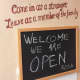 Rosa Merenda happily wrote, "Welcome we are open,'' at her restaurant at 215 Halstead Ave. in the  Village of Mamaroneck.