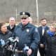 New Castle Police Chief Charles Ferry speaks at the Chappaqua press conference.