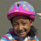 Five-year-old Skyye Newton, of Stamford, was loving her new helmet.