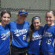 Darien High softball captains (from left): Rebecca DeMaio, Erika Osherow, Kelly Vodola and Avery Maley.