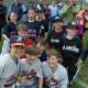 Players pose with friends during the opening ceremonies. 