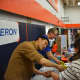 Regeneron's table at the Chappaqua STEM Fest. Twenty-five companies were reported to have been involved with the event.