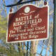 A sign on Main Street in Ridgefield marking the historic battle.