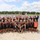 The whole group of rowers from Saugatuck celebrates. 