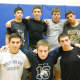 Ardsley's seven seniors are front row, from left, Jeremy Kogan, Stephen Samolsky and Russel Kogan; and standing, from left, Jonah Gerstel, Drew Longo, Daniel Cohen and Justin Rabadi. These seniors are the core of the varsity wrestling team.