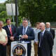 State Sen. Terrence Murphy speaks at a Katonah press conference about grade-crossing safety.