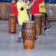 Students learned how to play the drums from instructors MBemba and MBallou Bangoura.