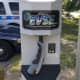 The new electric vehicle charging station has been installed in the parking lot of the Easton Library and the Police Station. 