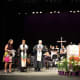 The congregation of First Presbyterian Church of Englewood held their Easter service at BergenPAC.