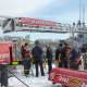 Hackensack Firefighters use the ladder truck.
