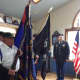Rain forced the Color Guard indoors for Newtown celebration of Veterans Day at VFW Post 308. 