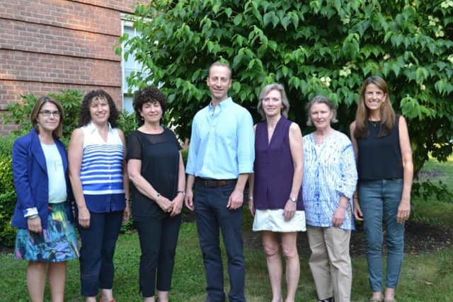 The Hastings-on-Hudson School Board has a vacancy, following the resignation of Lindsey Hicks, second from right.