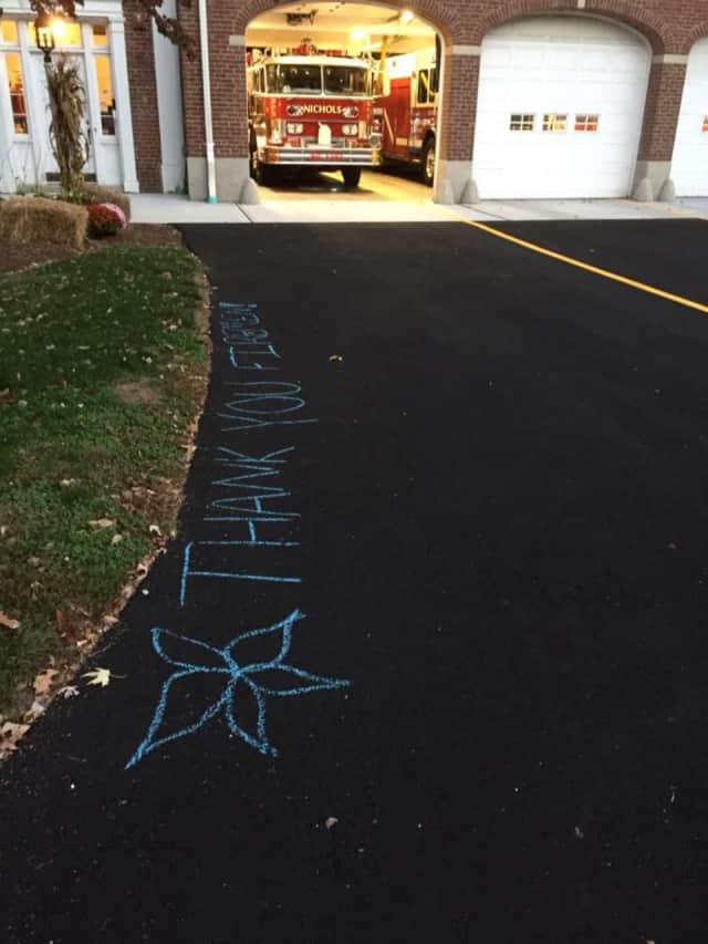 The driveway of the Nichols Fire Department's firehouse was the scene of a Random Act of Kindness early Tuesday.