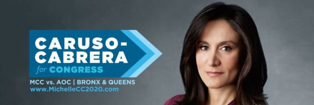 Michelle Caruso-Cabrera is challenging Yorktown High School graduate Alexandria Ocasio-Cortez in the Congressional primary.