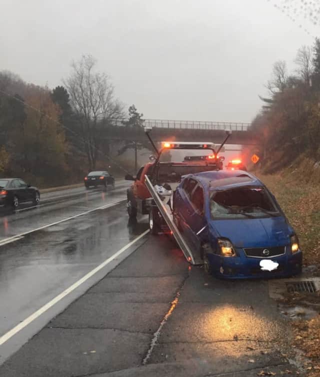 An overturned vehicle caused Route 8 to close on Tuesday.