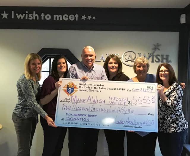 The Ladies Auxiliary of the Knights of Columbus recently donated $5,555 to Make-A-Wish Hudson Valley.