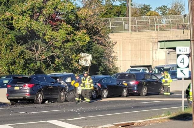 Two SUVs, a minivan and a sedan were involved in the westbound Route 4 crash in Hackensack.