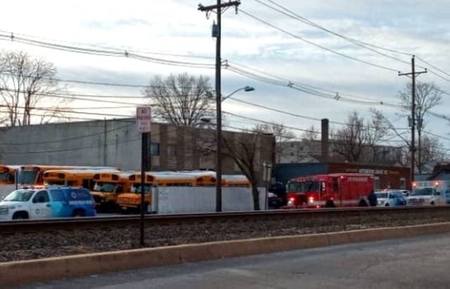 The body was found in the lot next to the Leckie Bus Company depot in Hackensack.