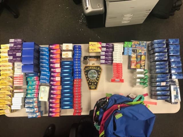Some of the stolen items found inside the backpack.