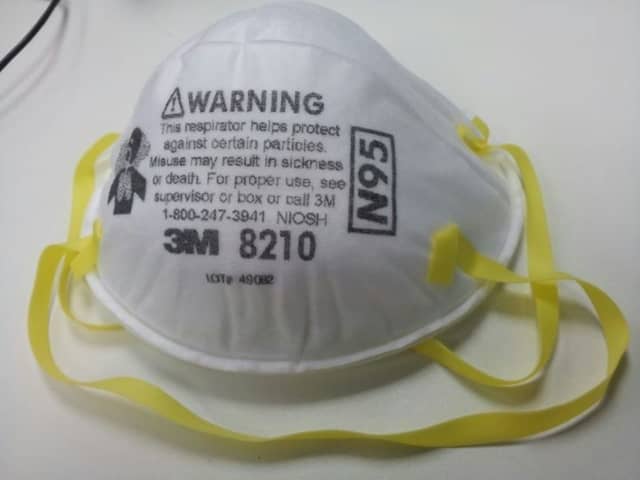 A true N95 face mask manufactured by 3M